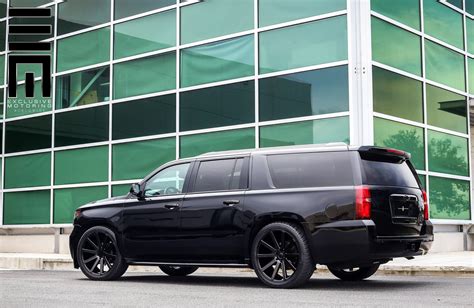 All Black Chevy Suburban on Custom Wheels by Exclusive Motoring | Chevy ...