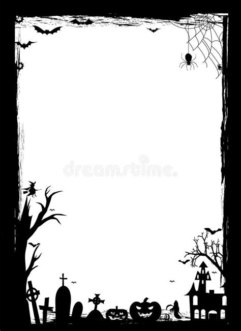 Halloween border. Black | Halloween borders, Black white halloween, Illustration