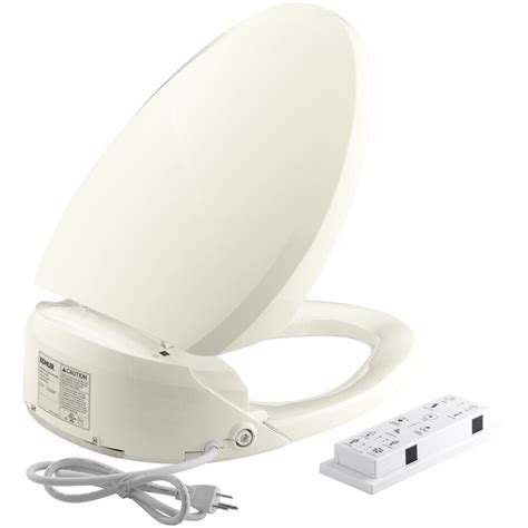 Shop KOHLER C3 Biscuit Plastic Elongated Slow Close Heated Toilet Seat at Lowes.com