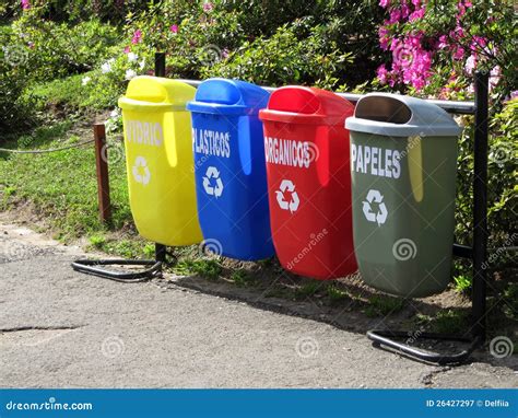 Color Trash Cans for Garbage Separation Stock Image - Image of processing, consumption: 26427297