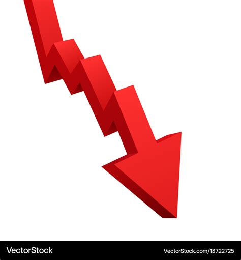 Red arrow graph going down isolated on white Vector Image