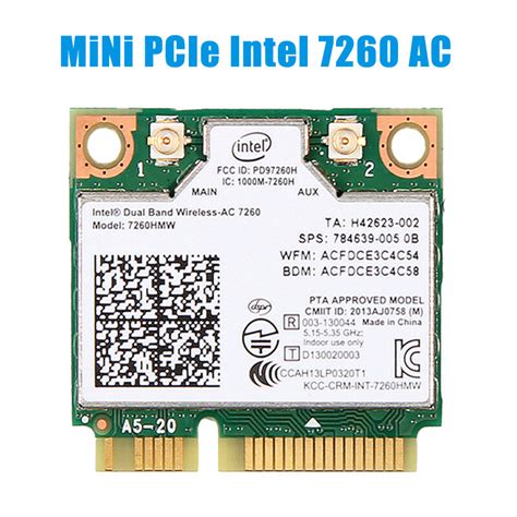 1200Mbps Wireless Intel 7260 AC Wifi Card 7260HMW Half Mini PCI-E 2.4G/5Ghz Bluetooth 4.0 ...