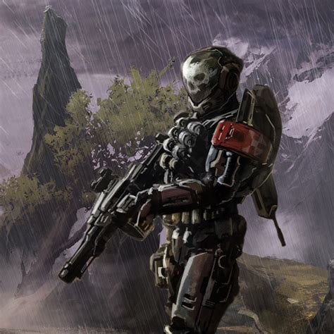 Emile with halo 4 weapons Halo Game, Halo 5, Halo Reach Emile, Armor Concept, Concept Art, Odst ...