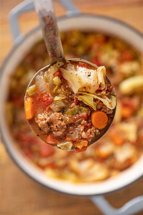 Ground Beef Cabbage Soup (Stove, Crockpot or IP) Dinner, then Dessert