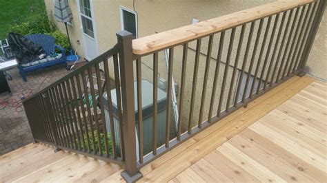 Westbury bronze aluminum railing, with drink rail on top. | Deck colors, Deck handrail, Deck ...