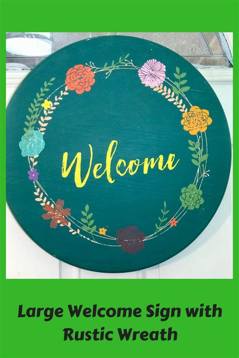 Large Wooden Welcome sign with Rustic Wreath chalk painted Decorating Your Home, Decorating ...