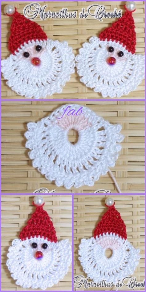 Christmas Santa Face Applique Free Crochet Patterns | Crochet ornament patterns, Christmas ...