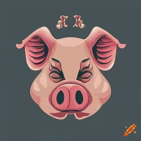 Chinese pig head zodiac symbol, traditional design