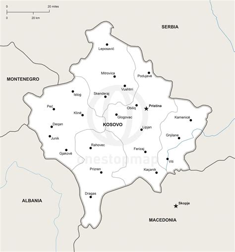 Vector Map of Kosovo Political | One Stop Map