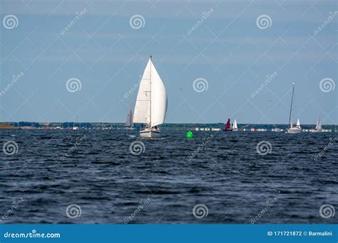 Weekend Sailing on Small Jacht Boat on Riviers and Canals in South Holland, Kaag, Netherlands ...