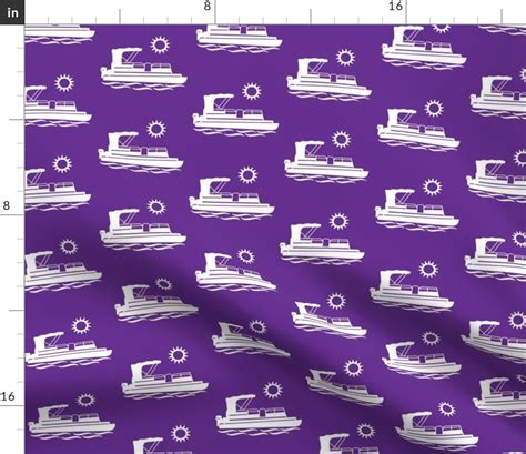 Colorful Pontoon Boat Floating in the Fabric | Spoonflower