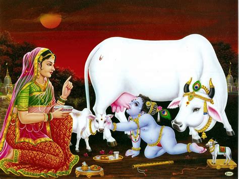 Yashoda Reprimands Bal Gopal Drinking Milk from Cow's Udder | Lord ...