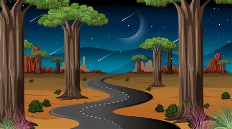 Forest road scene 2323675 Vector Art at Vecteezy