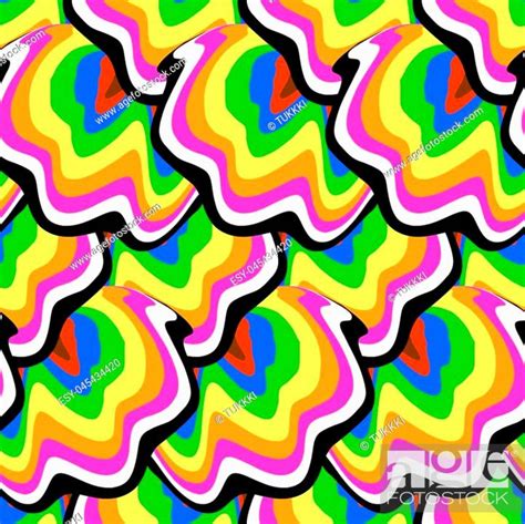 Vector hippie seamless pattern with lines and overlapping shapes in ...