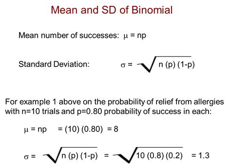 Mean and SD of binomial distribution | Probability Distribution | Pinterest | Binomial ...