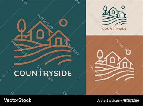 Countryside logo rural bliss abstract terraced Vector Image