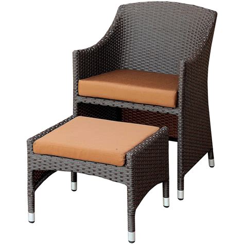 Giovani Contemporary 2-Piece Patio Chair and Ottoman Set, Espresso - Walmart.com