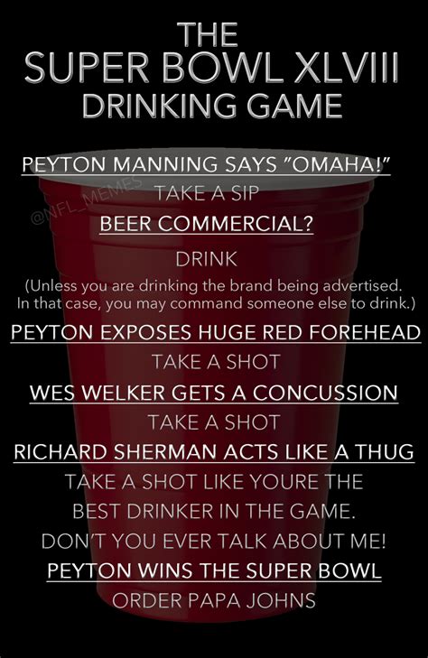 Super Bowl XLVIII Drinking Game! - Daily Snark