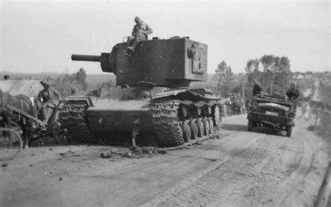 KV-2 tank on a typically primitive Russian road | World War Photos