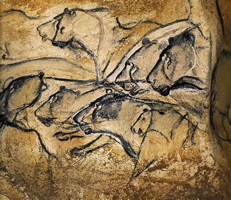 Cave Paintings of Chauvet - lions In a dark cave, using oil lamps, the images appear to move as ...