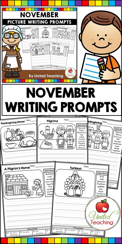 November Writing Prompts | Thanksgiving Activities | No Prep Worksheets | November writing ...