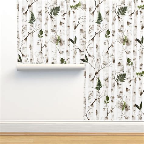 Peel & Stick Wallpaper Swatch - Woodland Rustic Nature Forest Birch ...