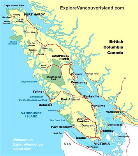 a map of the british columbia region with major cities and towns on it ...