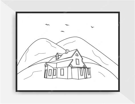 Premium Vector | Vintage beautiful illustration line art of house ...