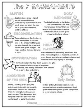 7 Sacraments Catholic Church Worksheet