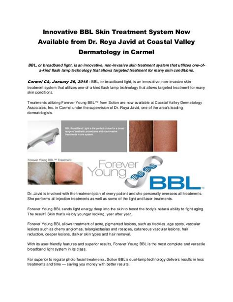 Innovative BBL Skin Treatment System Now Available from Dr. Roya Javid at Coastal Valley ...