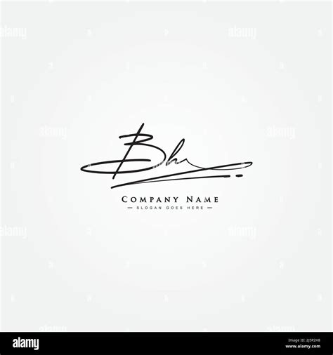 Initial Letter BH Logo - Handwritten Signature Style Logo - Vector Logo ...