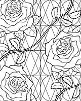 Stained Glass & Roses Coloring Page At Printandcolorstudiocom  sketch template