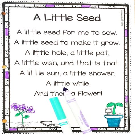 A Little Seed - Printable Flower Poem for Kids by Sarah Griffin | TpT