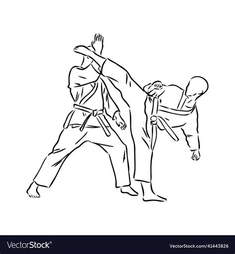 Karate kick technique sketch asian martial art Vector Image