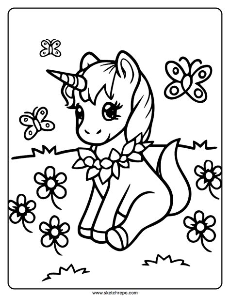 Cute Unicorn Coloring Page - Sketch Repo