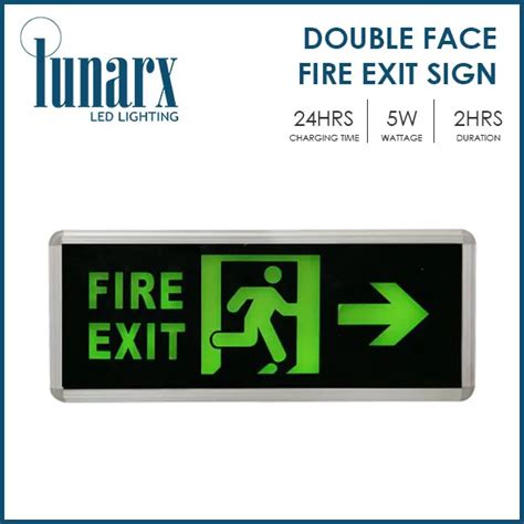 Lunarx LED Right Fire Exit Sign Green Board LED Sign Signage Spectrum ...