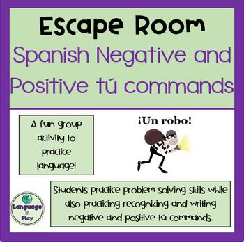 Spanish Tú Commands Negative and Affirmative Imperativo Breakout / Escape Room