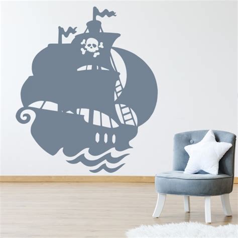 Pirate Ship Wall Sticker Jolly Roger Wall Decal Boys Bedroom Home Decor