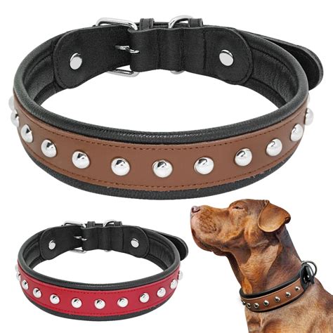 Large Dog Collar Leather Dog Collar Rivets Studded For k9 Medium Large ...