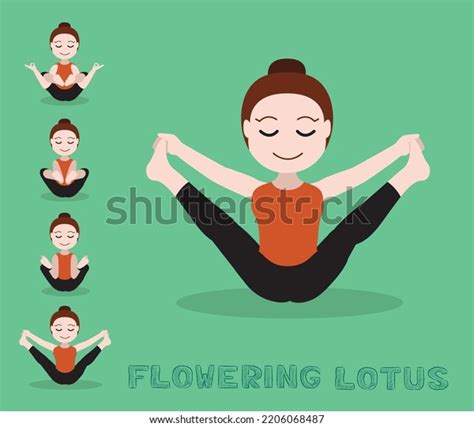 Yoga Tutorial Flowering Lotus Pose Cartoon Stock Vector (Royalty Free ...