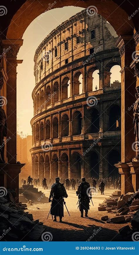 A Nostalgic Image of a Day in the Roman Empire with Colosseum in Background . Generative AI ...