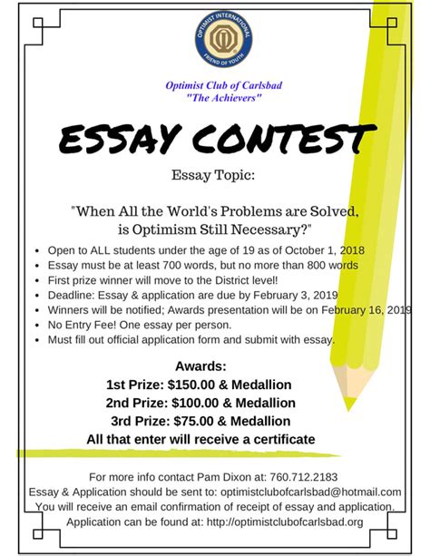 Essay Contest - OPTIMIST CLUB OF CARLSBAD