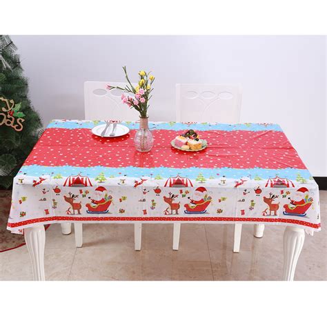 Christmas Tablecloth,Christmas Themed Table Cloths PVC Easy Wipe Clean Tablecloth Xmas Party ...