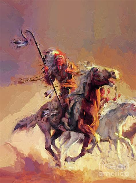Native American Riding Horse Painting