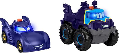 Fisher-Price DC Batwheels Light-Up 1:55 Scale Toy Cars 2-Pack, Bam The Batmobile and Buff ...