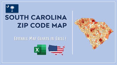 South Carolina Zip Code Map and Population List in Excel