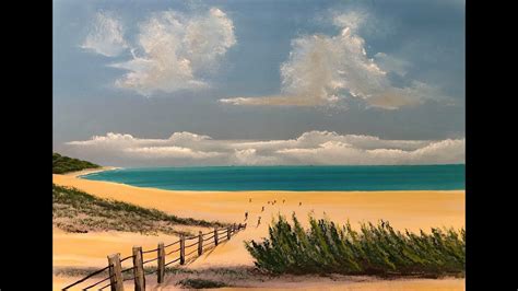 #382 How to paint a coastal beach scene in acrylic / You can do it | Beach scene painting ...