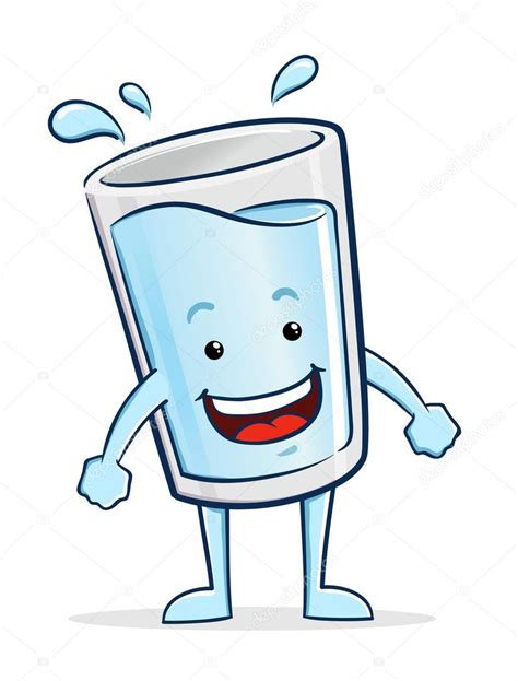 Glass of Water Cartoon Character Stock Vector by ©yusak_p 58323069