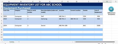 Kostenloses School Inventory List