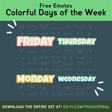 Colorful Days of The Week Emojis | Notes App Stickers, GoodNotes ...